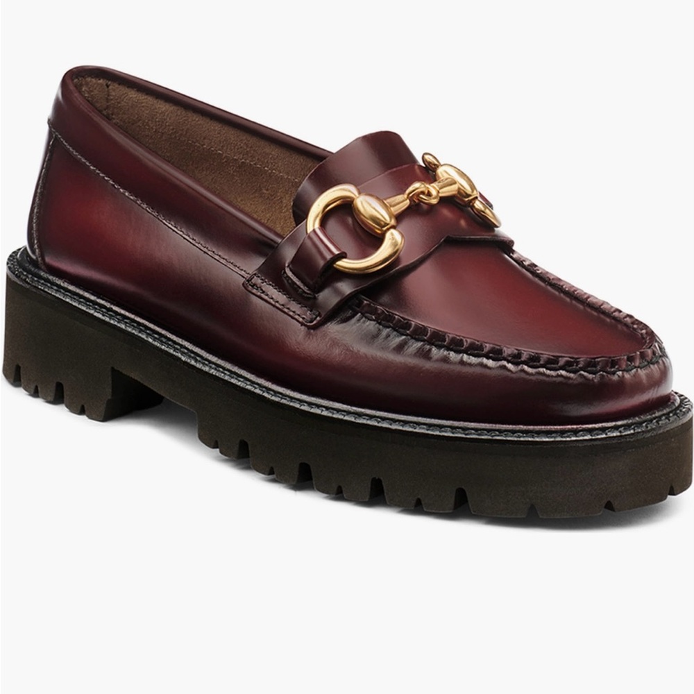 Women's Lianna Super Bit Weejuns Burgundy Loafers with Gold Accent